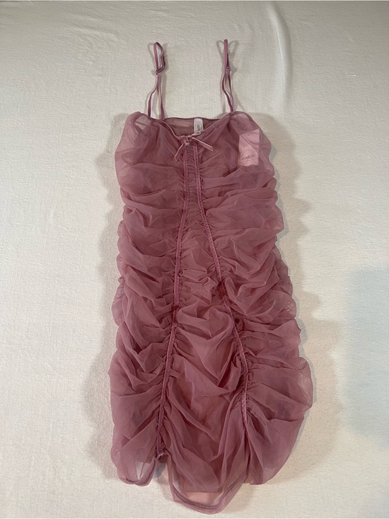 Auden Other - Auden Women’s Sheer Ruched Spaghetti Strap Chemise Sleepwear Mauve Size S -NWT